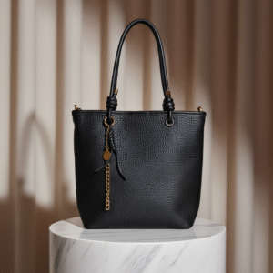 Elegant Black Textured Tote Bag for Women