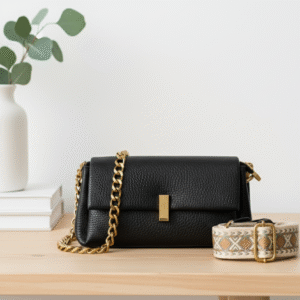 Black Textured Sling Bag for Women